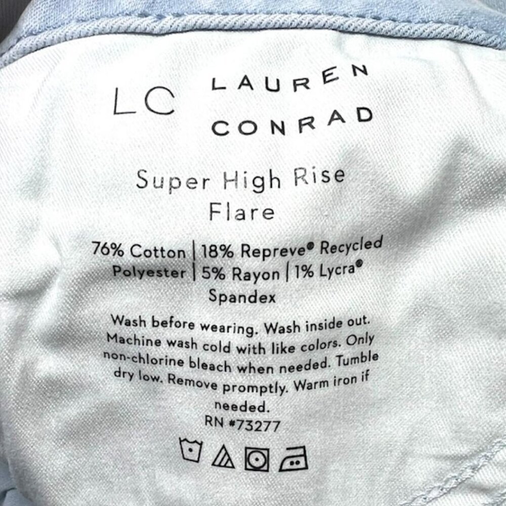 LC Lauren Conrad Womens Boho High Rise Light Wide Leg Flared Jeans Sz 14 New - Picture 5 of 7